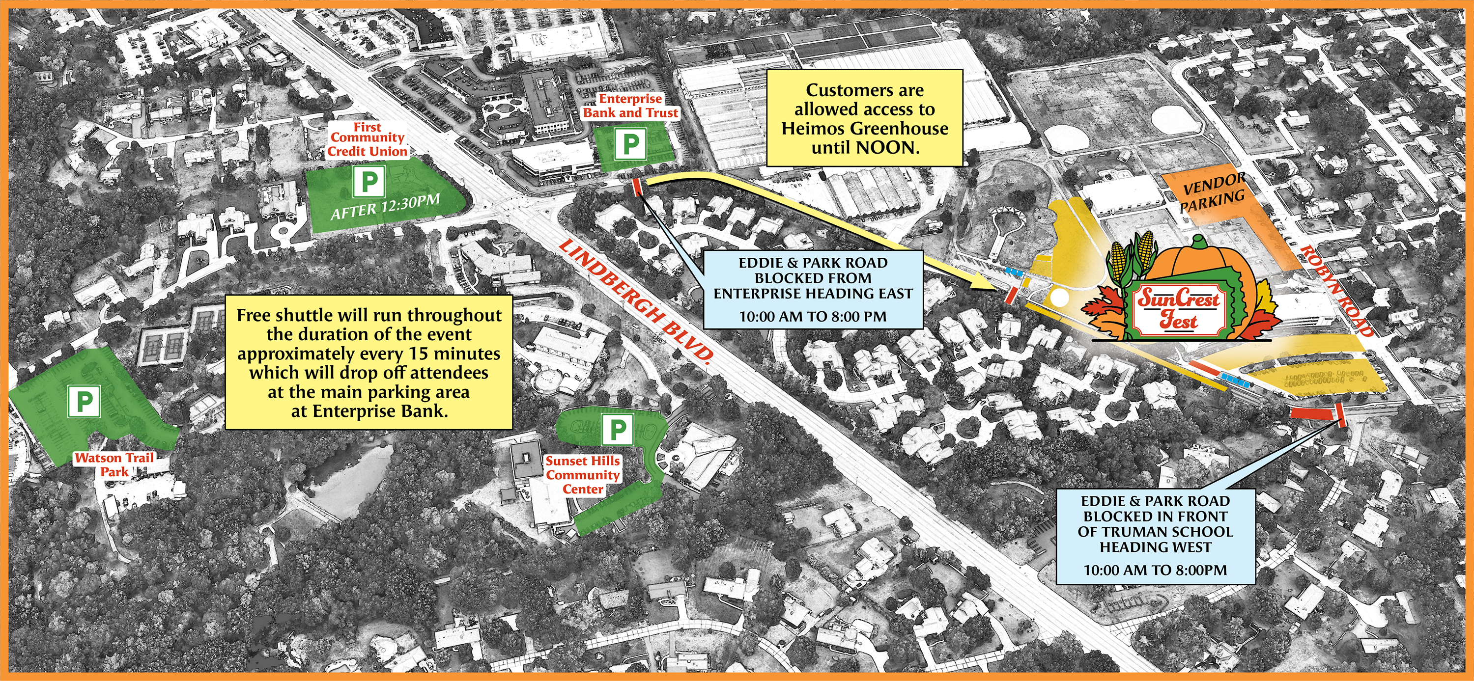 2025 SunCrest Fest event map with Parking